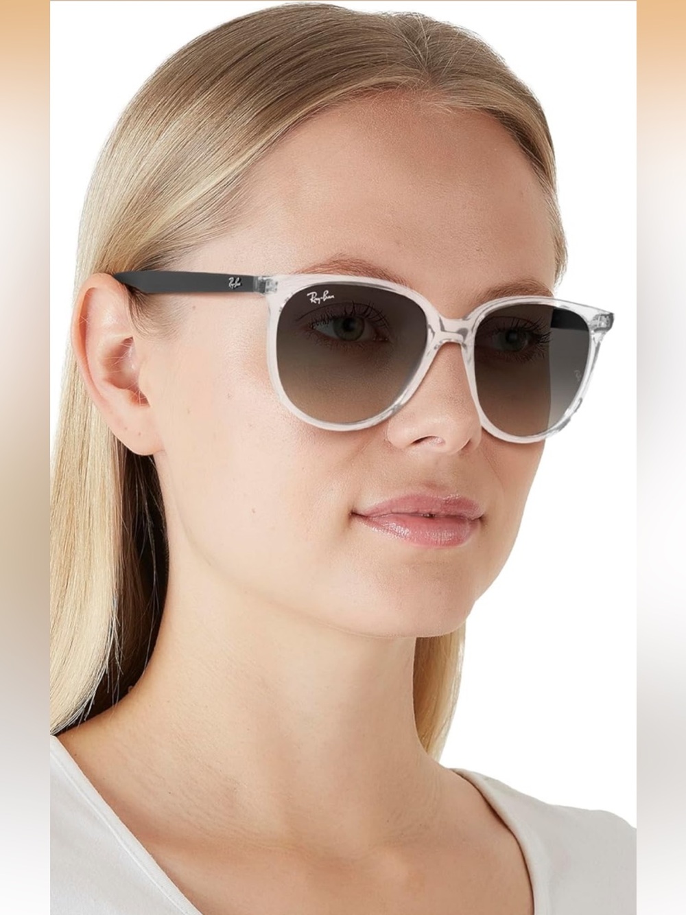 Ray-Ban Square Clear Frame Sunglasses with Black Gradient Lenses
